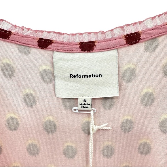 Reformation Pink Polka Dot Midi Dress - Picture 6 of 10